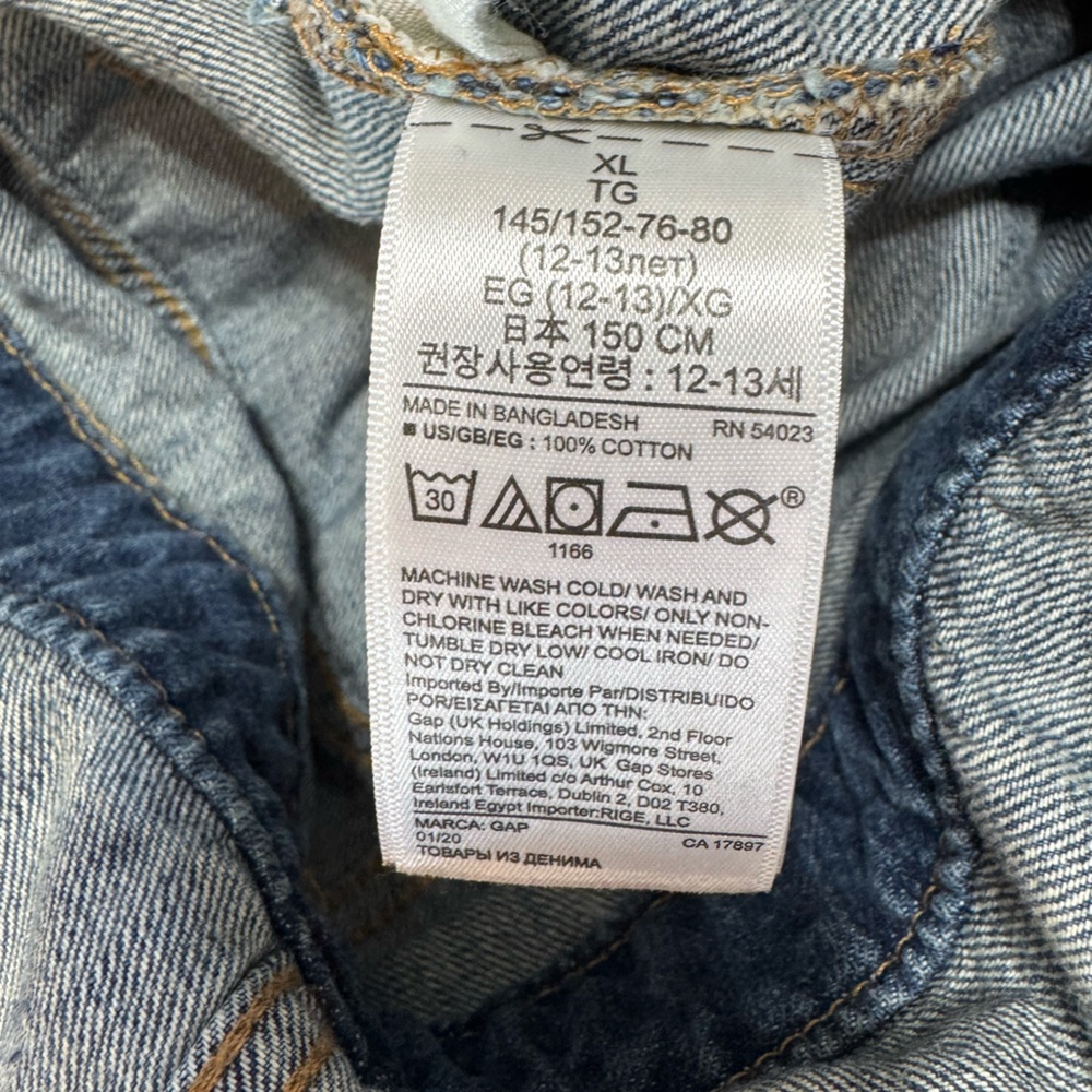 GAP Light and Dark Blue Overalls Denim Fabric - Picture 4 of 5